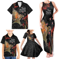 Personalised New Zealand Kea Family Matching Tank Maxi Dress and Hawaiian Shirt Nestor Notabilis With Harakeke Maori Pattern LT14 - Polynesian Pride
