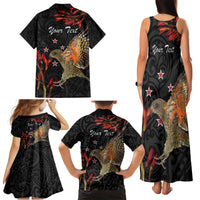 Personalised New Zealand Kea Family Matching Tank Maxi Dress and Hawaiian Shirt Nestor Notabilis With Harakeke Maori Pattern LT14 - Polynesian Pride