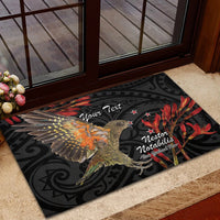 Personalised New Zealand Kea Rubber Doormat Nestor Notabilis With Harakeke Maori Pattern