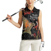 Personalised New Zealand Kea Women Sleeveless Polo Shirt Nestor Notabilis With Harakeke Maori Pattern LT14 - Polynesian Pride