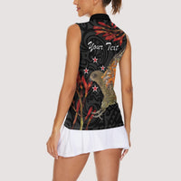 Personalised New Zealand Kea Women Sleeveless Polo Shirt Nestor Notabilis With Harakeke Maori Pattern LT14 - Polynesian Pride