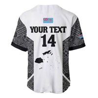 Custom Fiji Tapa Rugby Baseball Jersey Flying Fijian Black And White Version