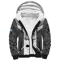 Custom Fiji Tapa Rugby Sherpa Hoodie Flying Fijian Black And White Version LT14 Unisex Black - Polynesian Pride