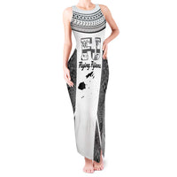 Custom Fiji Tapa Rugby Tank Maxi Dress Flying Fijian Black And White Version LT14 Women Black - Polynesian Pride