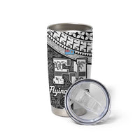 Custom Fiji Tapa Rugby Tumbler Cup Flying Fijian Black And White Version