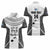 Custom Fiji Tapa Rugby Women Polo Shirt Flying Fijian Black And White Version