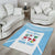 Custom Fiji Tapa Rugby Area Rug Flying Fijian Blue And White Version