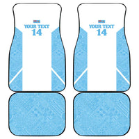Custom Fiji Tapa Rugby Car Mats Flying Fijian Blue And White Version LT14 - Polynesian Pride