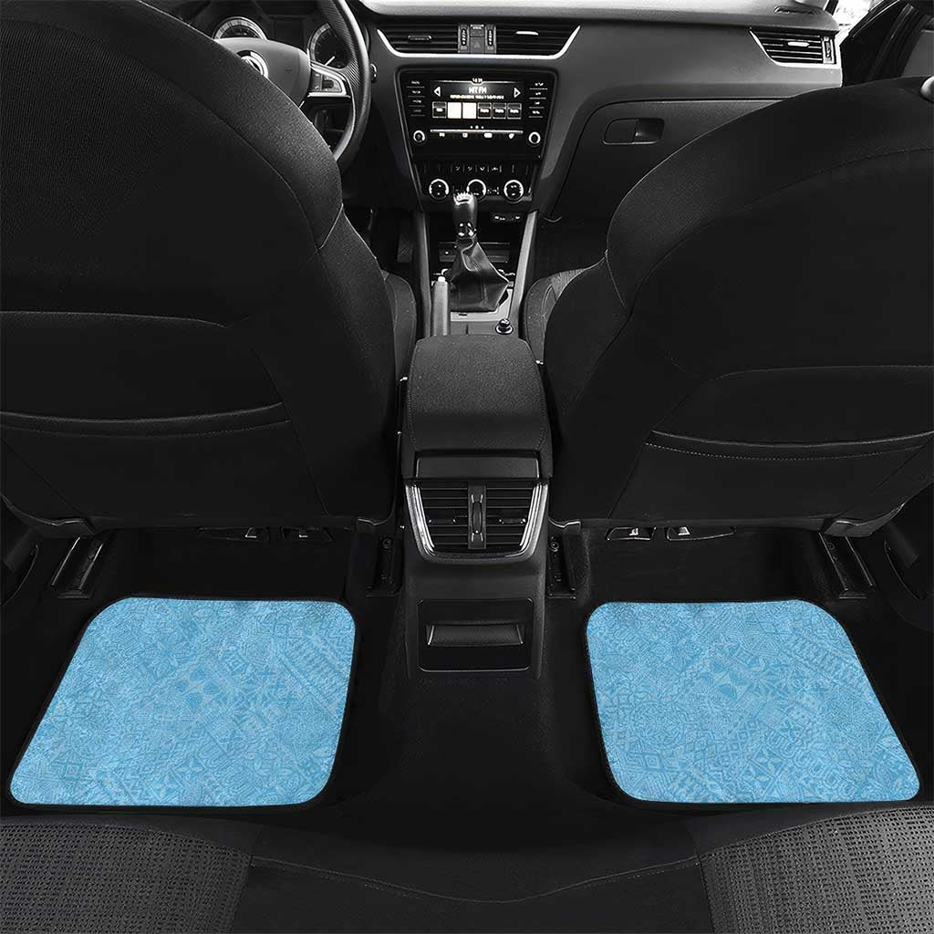 Custom Fiji Tapa Rugby Car Mats Flying Fijian Blue And White Version LT14 Set 2pcs - Back Blue - Polynesian Pride