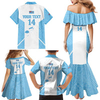 Custom Fiji Tapa Rugby Family Matching Mermaid Dress and Hawaiian Shirt Flying Fijian Blue And White Version LT14 - Polynesian Pride