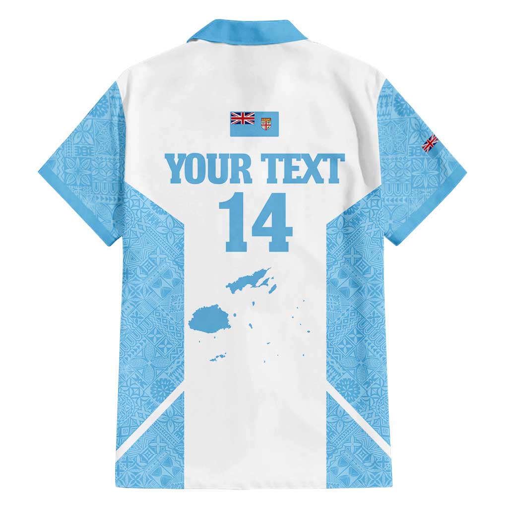Custom Fiji Tapa Rugby Family Matching Summer Maxi Dress and Hawaiian Shirt Flying Fijian Blue And White Version LT14 - Polynesian Pride