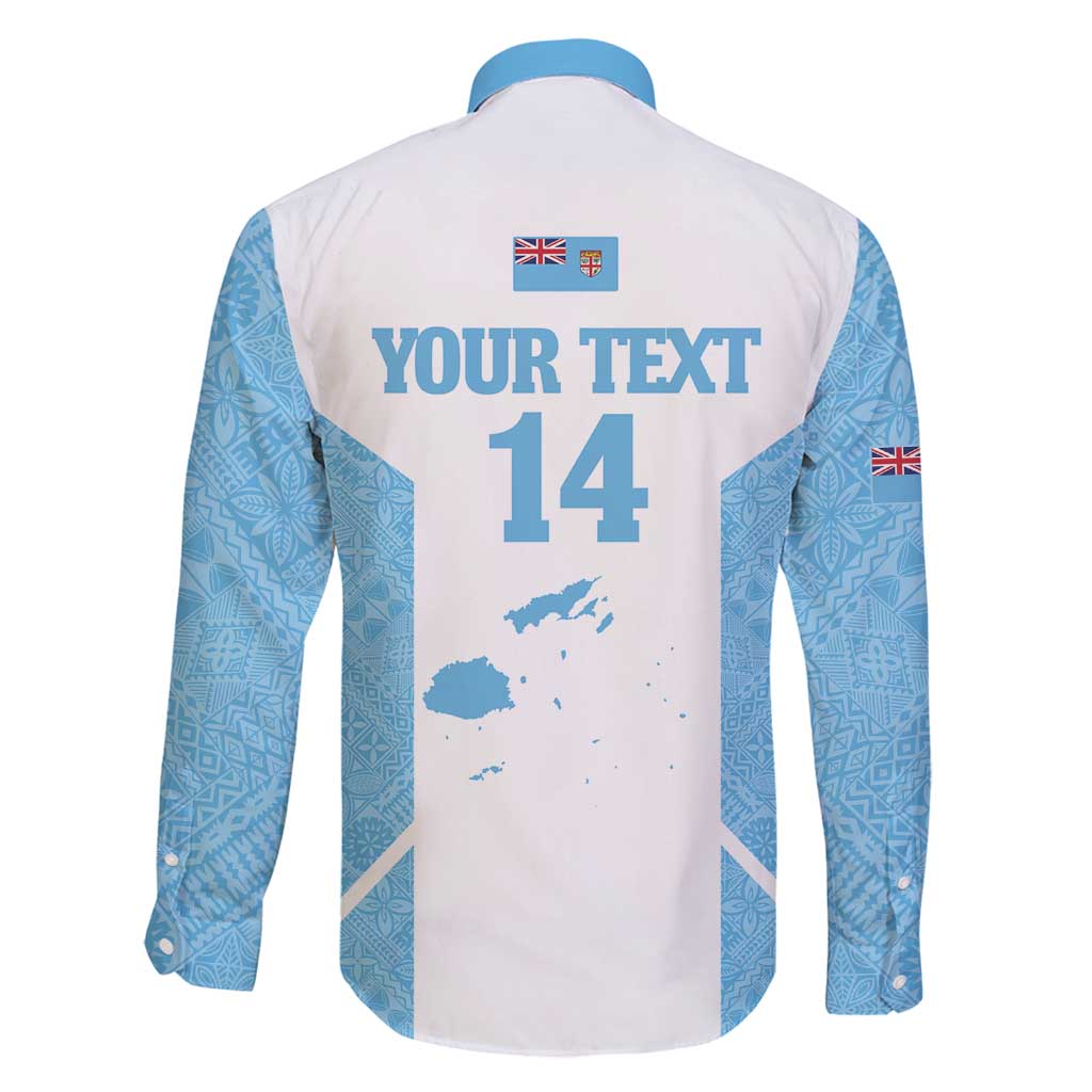 Custom Fiji Tapa Rugby Family Matching Summer Maxi Dress and Hawaiian Shirt Flying Fijian Blue And White Version LT14 - Polynesian Pride