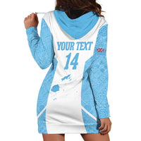 Custom Fiji Tapa Rugby Hoodie Dress Flying Fijian Blue And White Version LT14 - Polynesian Pride