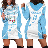 Custom Fiji Tapa Rugby Hoodie Dress Flying Fijian Blue And White Version LT14 - Polynesian Pride