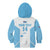 Custom Fiji Tapa Rugby Kid Hoodie Flying Fijian Blue And White Version