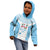 Custom Fiji Tapa Rugby Kid Hoodie Flying Fijian Blue And White Version