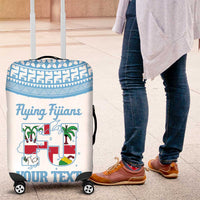 Custom Fiji Tapa Rugby Luggage Cover Flying Fijian Blue And White Version