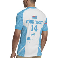 Custom Fiji Tapa Rugby Rugby Jersey Flying Fijian Blue And White Version