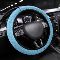 Fiji Tapa Rugby Steering Wheel Cover Flying Fijian Blue And White Version