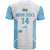 Custom Fiji Tapa Rugby T Shirt Flying Fijian Blue And White Version