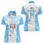 Custom Fiji Tapa Rugby Women Polo Shirt Flying Fijian Blue And White Version