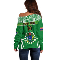 Personalised Cook Islands Football Off Shoulder Sweater Go Kuki Airani Polynesian Sporty Style LT14 - Polynesian Pride