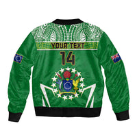 Personalised Cook Islands Football Sleeve Zip Bomber Jacket Go Kuki Airani Polynesian Sporty Style LT14 - Polynesian Pride