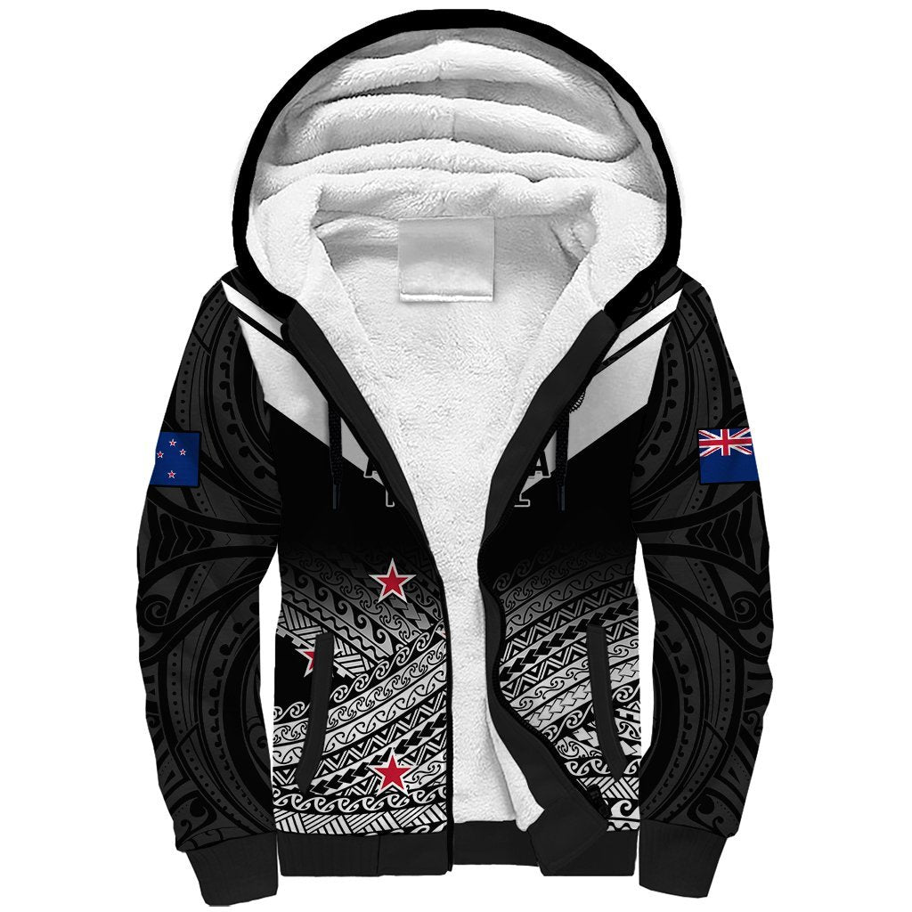 Personalised Aotearoa Football Sherpa Hoodie Go New Zealand Maori Fern Pattern LT14 - Polynesian Pride