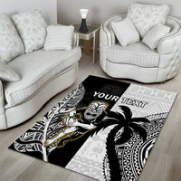 Custom Fiji And New Zealand Rugby Area Rug Aotearoa Silver Fern Mix Fijian Tapa Pattern LT14 - Polynesian Pride