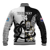 Custom Fiji And New Zealand Rugby Baseball Jacket Aotearoa Silver Fern Mix Fijian Tapa Pattern LT14 - Polynesian Pride