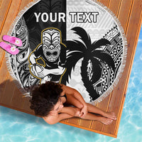 Custom Fiji And New Zealand Rugby Beach Blanket Aotearoa Silver Fern Mix Fijian Tapa Pattern LT14 - Polynesian Pride