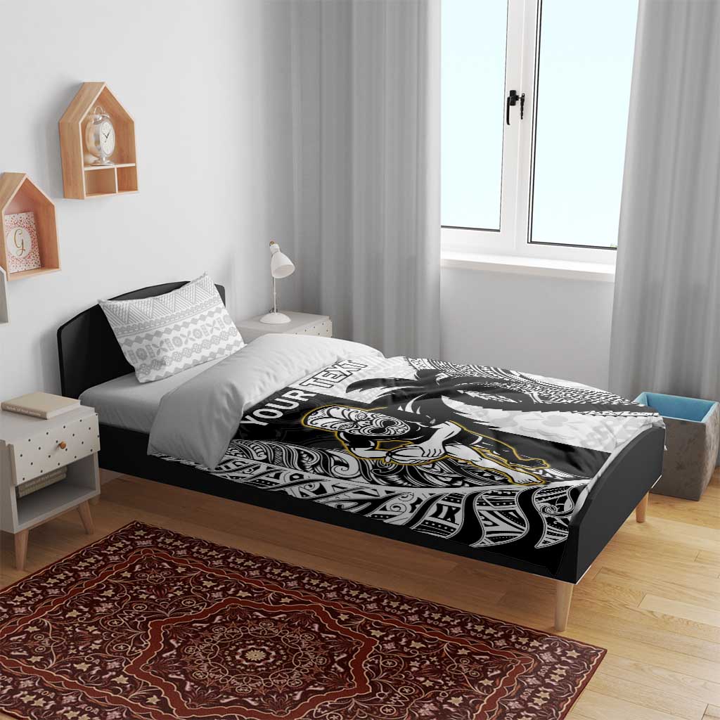 Custom Fiji And New Zealand Rugby Bedding Set Aotearoa Silver Fern Mix Fijian Tapa Pattern LT14 - Polynesian Pride