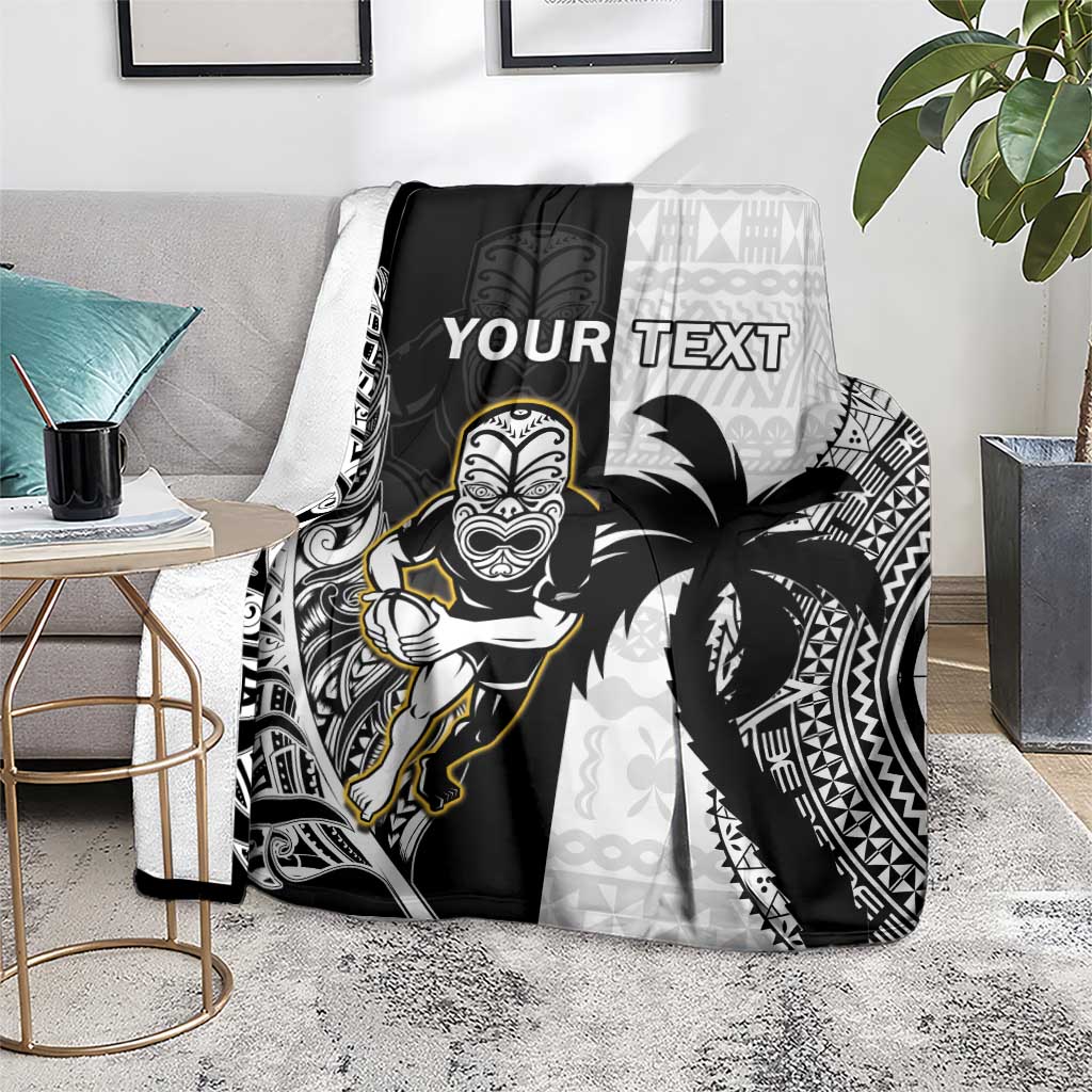 Custom Fiji And New Zealand Rugby Blanket Aotearoa Silver Fern Mix Fijian Tapa Pattern LT14 - Polynesian Pride