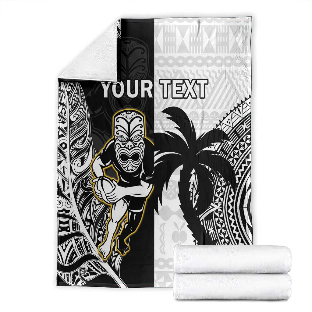 Custom Fiji And New Zealand Rugby Blanket Aotearoa Silver Fern Mix Fijian Tapa Pattern LT14 - Polynesian Pride