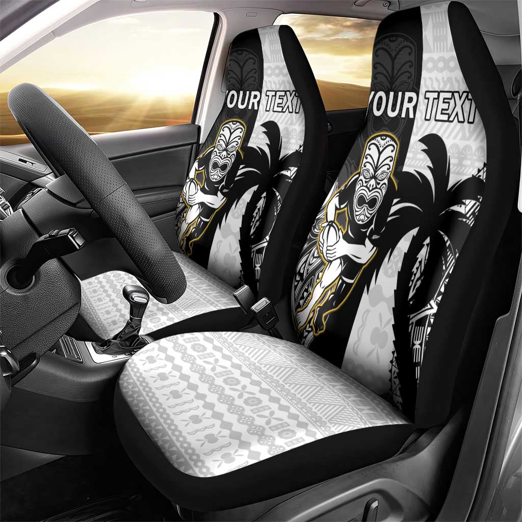 Custom Fiji And New Zealand Rugby Car Seat Cover Aotearoa Silver Fern Mix Fijian Tapa Pattern LT14 - Polynesian Pride