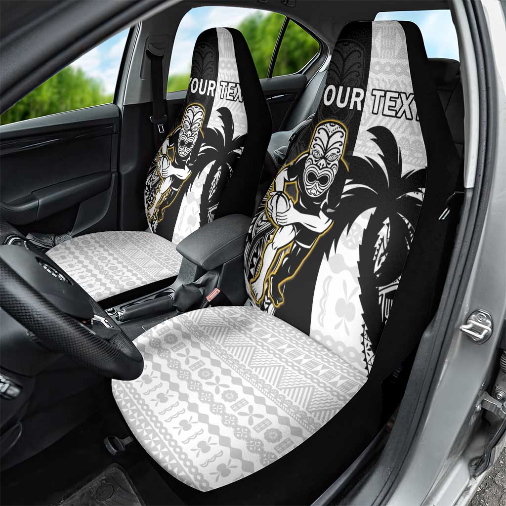 Custom Fiji And New Zealand Rugby Car Seat Cover Aotearoa Silver Fern Mix Fijian Tapa Pattern LT14 - Polynesian Pride