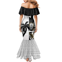 Custom Fiji And New Zealand Rugby Family Matching Mermaid Dress and Hawaiian Shirt Aotearoa Silver Fern Mix Fijian Tapa Pattern LT14 - Polynesian Pride