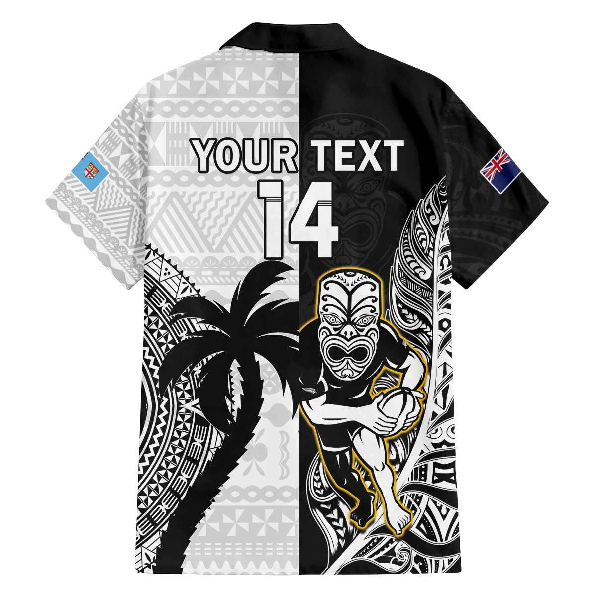 Custom Fiji And New Zealand Rugby Family Matching Puletasi and Hawaiian Shirt Aotearoa Silver Fern Mix Fijian Tapa Pattern LT14 - Polynesian Pride