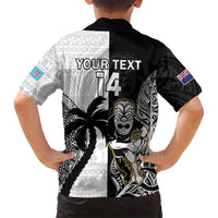 Custom Fiji And New Zealand Rugby Family Matching Summer Maxi Dress and Hawaiian Shirt Aotearoa Silver Fern Mix Fijian Tapa Pattern LT14 - Polynesian Pride