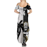 Custom Fiji And New Zealand Rugby Family Matching Summer Maxi Dress and Hawaiian Shirt Aotearoa Silver Fern Mix Fijian Tapa Pattern LT14 - Polynesian Pride