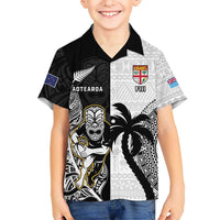 Custom Fiji And New Zealand Rugby Hawaiian Shirt Aotearoa Silver Fern Mix Fijian Tapa Pattern LT14 - Polynesian Pride