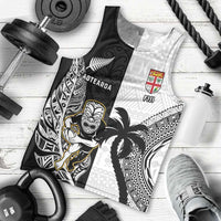 Custom Fiji And New Zealand Rugby Men Tank Top Aotearoa Silver Fern Mix Fijian Tapa Pattern LT14 - Polynesian Pride