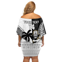 Custom Fiji And New Zealand Rugby Off Shoulder Short Dress Aotearoa Silver Fern Mix Fijian Tapa Pattern LT14 - Polynesian Pride