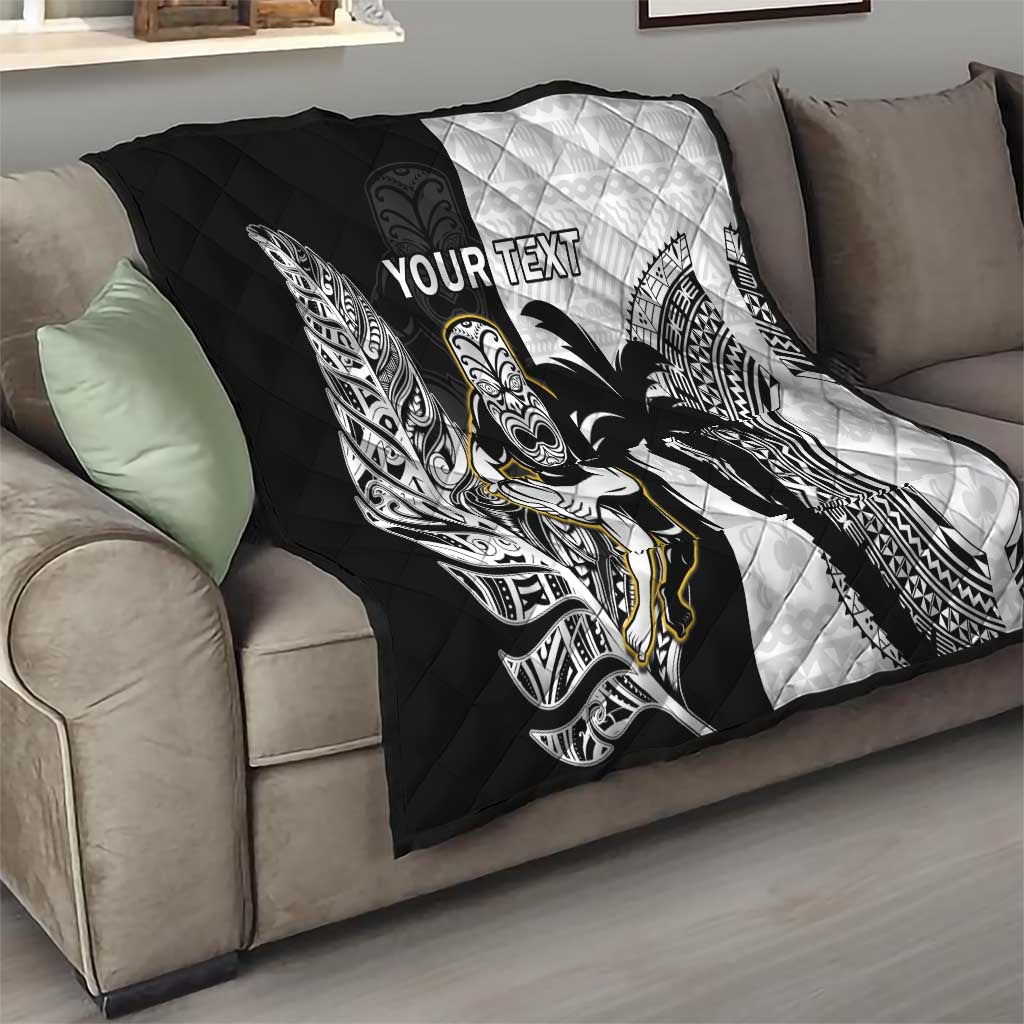 Custom Fiji And New Zealand Rugby Quilt Aotearoa Silver Fern Mix Fijian Tapa Pattern LT14 - Polynesian Pride