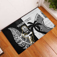 Custom Fiji And New Zealand Rugby Rubber Doormat Aotearoa Silver Fern Mix Fijian Tapa Pattern LT14 - Polynesian Pride