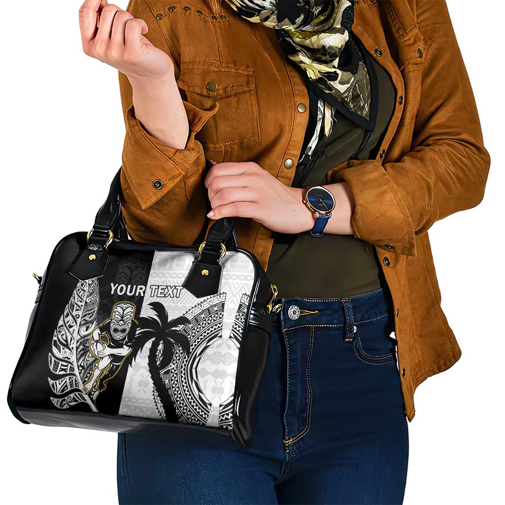 Custom Fiji And New Zealand Rugby Shoulder Handbag Aotearoa Silver Fern Mix Fijian Tapa Pattern LT14 - Polynesian Pride