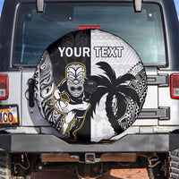 Custom Fiji And New Zealand Rugby Spare Tire Cover Aotearoa Silver Fern Mix Fijian Tapa Pattern LT14 Black - Polynesian Pride