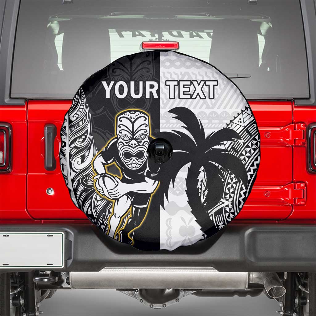 Custom Fiji And New Zealand Rugby Spare Tire Cover Aotearoa Silver Fern Mix Fijian Tapa Pattern LT14 - Polynesian Pride