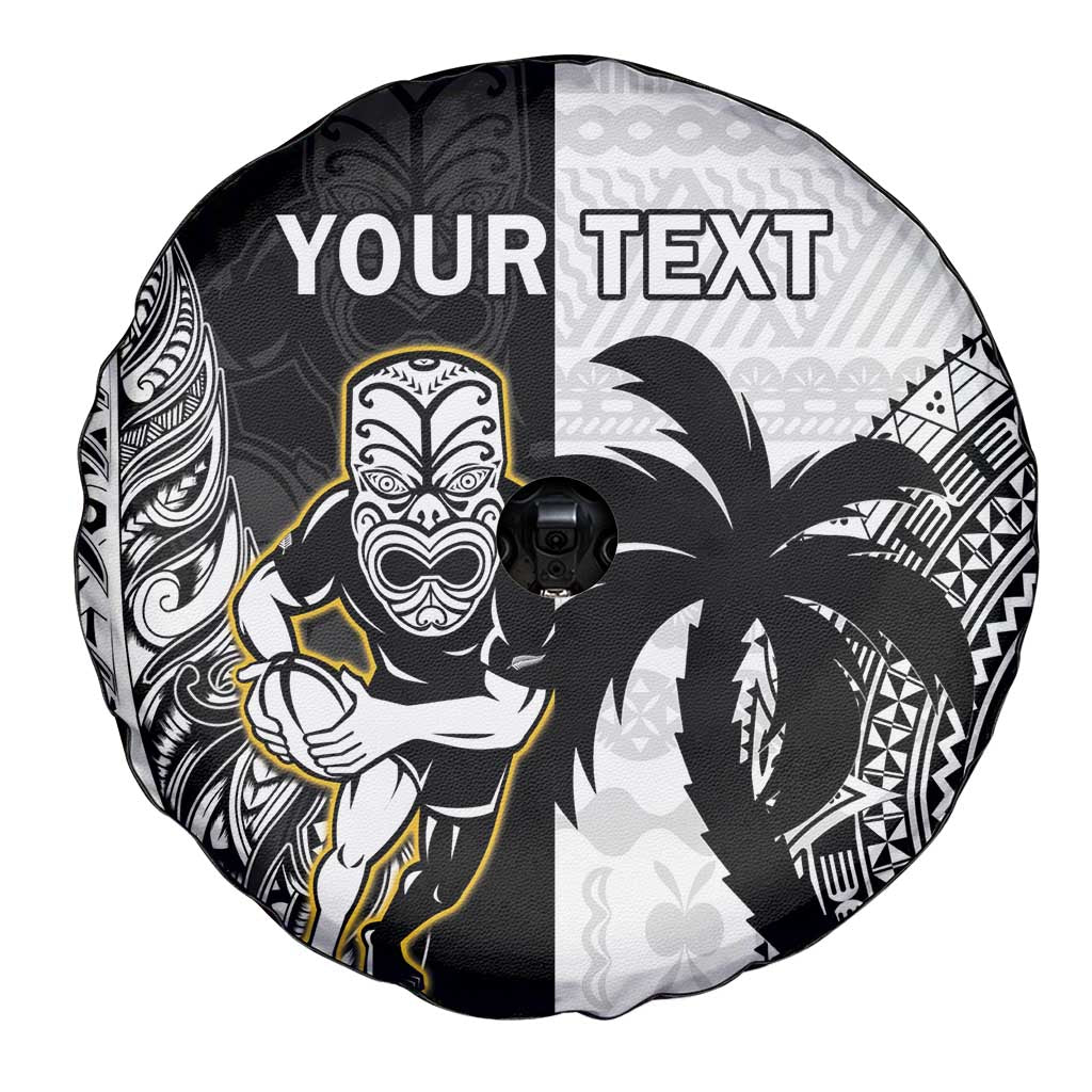 Custom Fiji And New Zealand Rugby Spare Tire Cover Aotearoa Silver Fern Mix Fijian Tapa Pattern LT14 - Polynesian Pride
