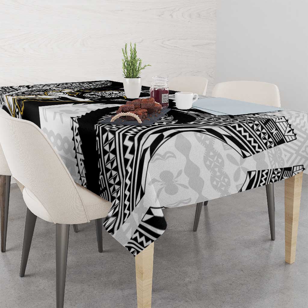 Custom Fiji And New Zealand Rugby Tablecloth Aotearoa Silver Fern Mix Fijian Tapa Pattern LT14 - Polynesian Pride